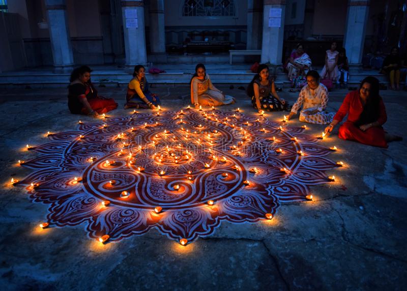 diwali-festival-india-family-members-bholanath-dham-dutta-bari-decorate-their-lawn-soil-made-diyas-kolkata-as-130932340